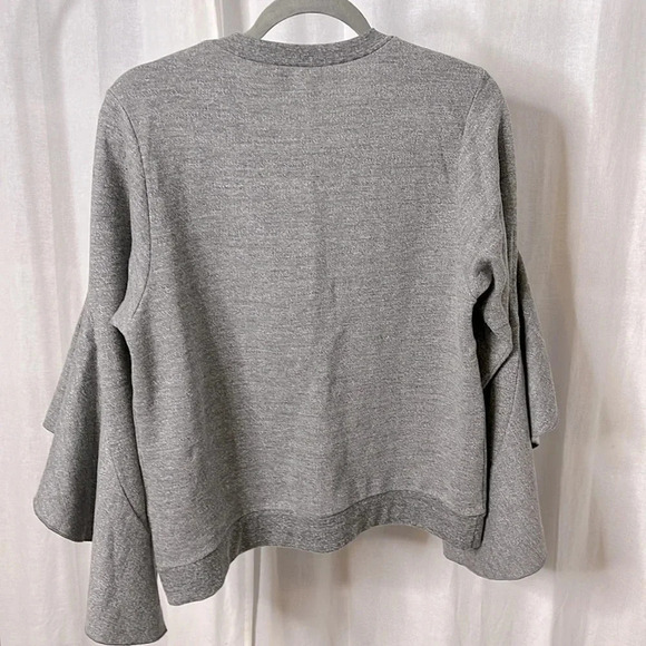 RACHEL ROY Cotton Sweatshirt Pearl Details Ruffled Wide Arms, Size M - Picture 5 of 7